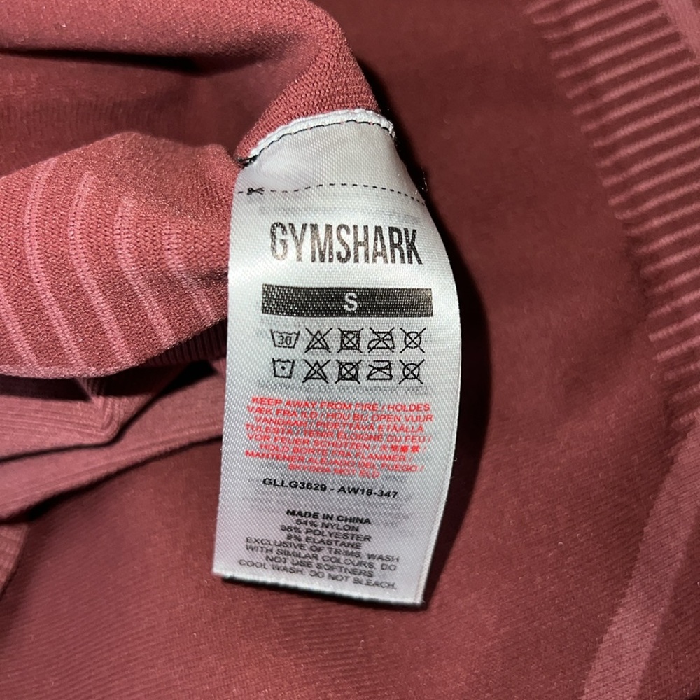 Gymshark set bundle pink geo mauve long sleeve crop and high waist capri Small - Picture 4 of 8